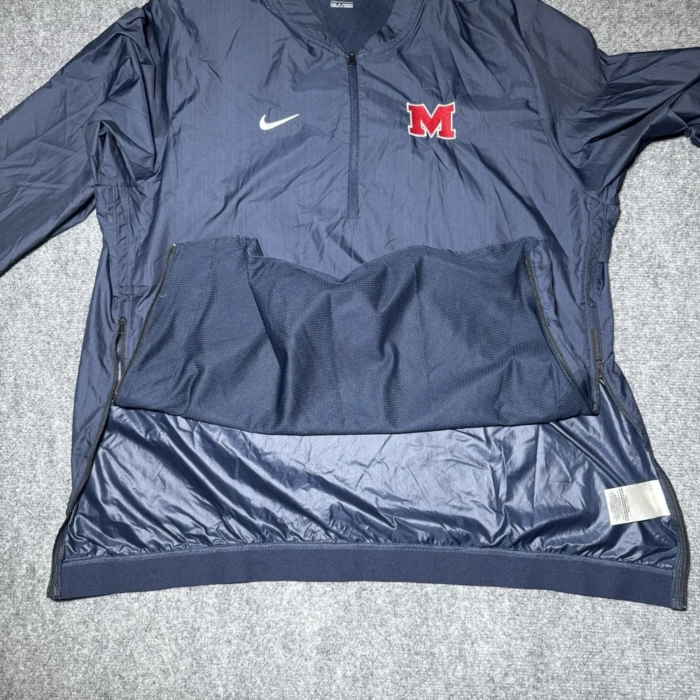 Nike Ole Miss Rebels Windbreaker Men Size XXL Navy Quarter Zip Old Logo 2XL